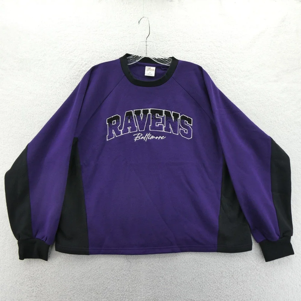 G-III Sweatshirt Womens Medium Baltimore Ravens Purple Black Vintage Mid Y2K NFL